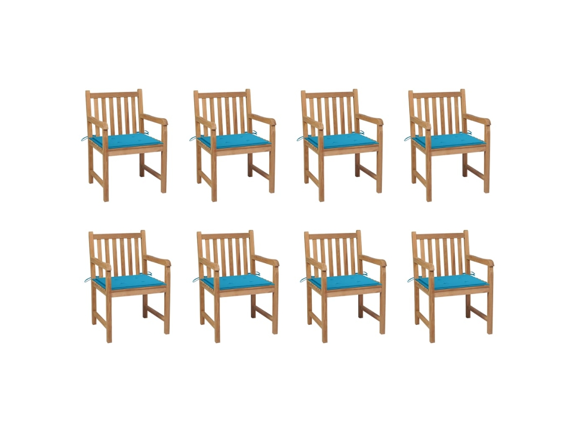 Sillas de jardín DKD Home Decor de 8 piezas con cojines azules