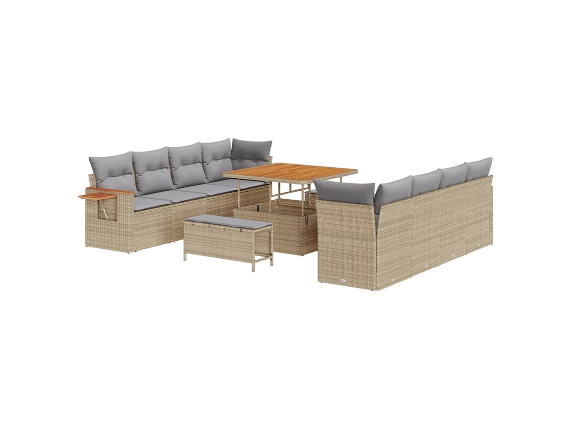Maison Exclusive - Conjunto de sofás de jardín de 11 piezas en beige y gris claro