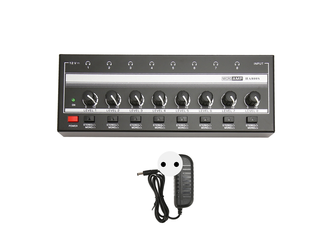 Amplificador De Auriculares Estéreo Profesional De 8 Canales Con Bajo Nivel De Ruido, 100-240 V, Enchufe Europeo.