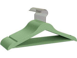 COM-FORT HOUSE | Percha de Resina | Percha para Ropa | Color Verde | Percha Resina Resistente | con Muescas Antideslizantes | 45cm | Pack 12 Unidades |