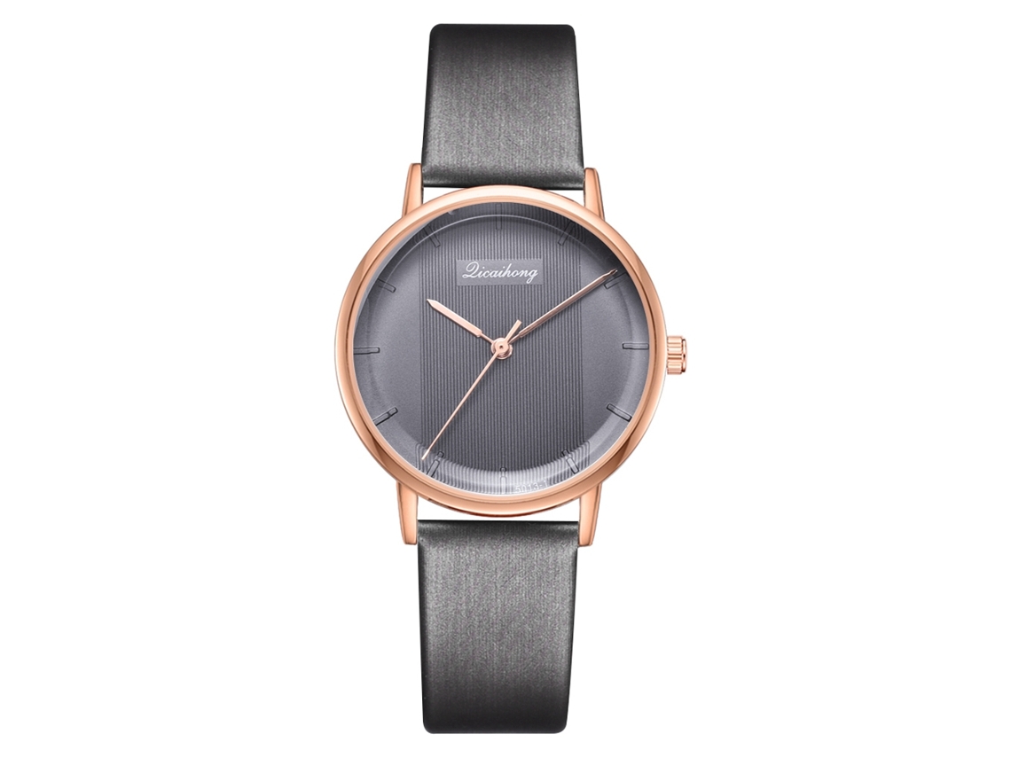 Reloj De Pulsera Sencillo Y Elegante Para Mujer, De Aleación, Con Correa De Pu Gris.