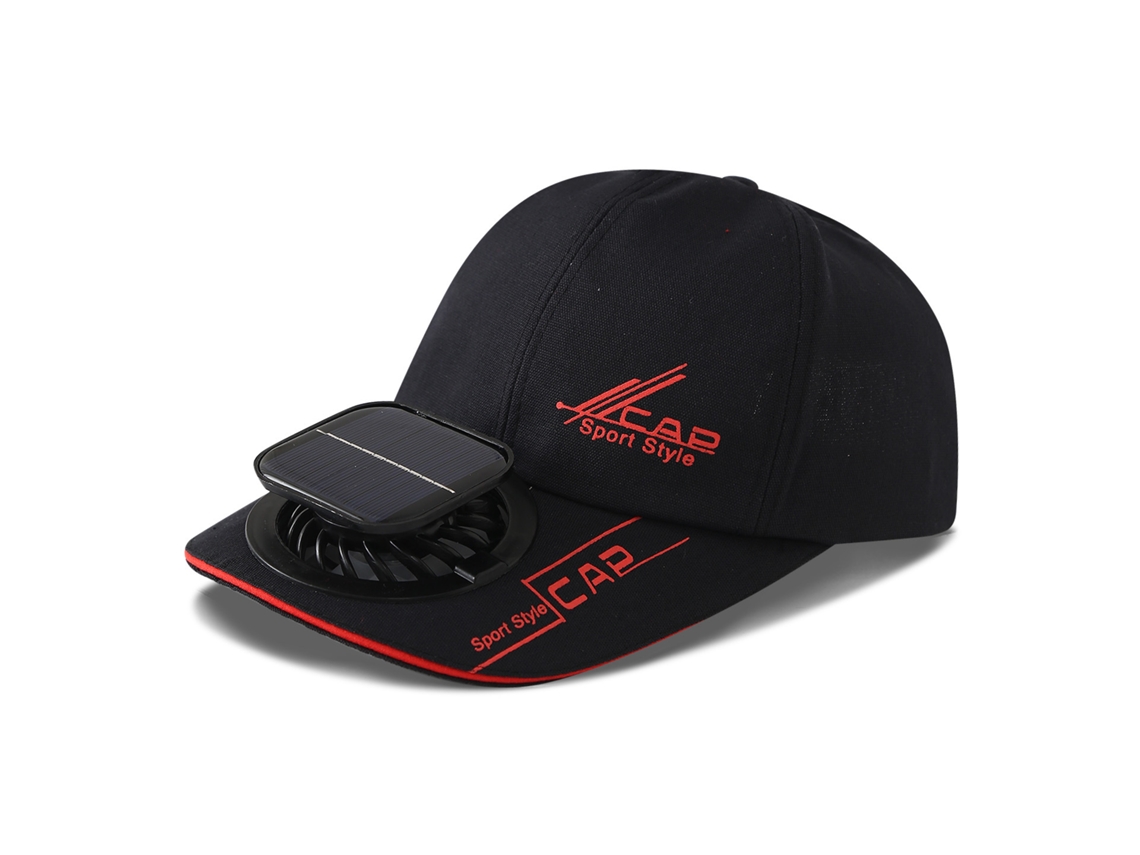 Sombrero Negro Con Energía Solar Y Ventilador.
