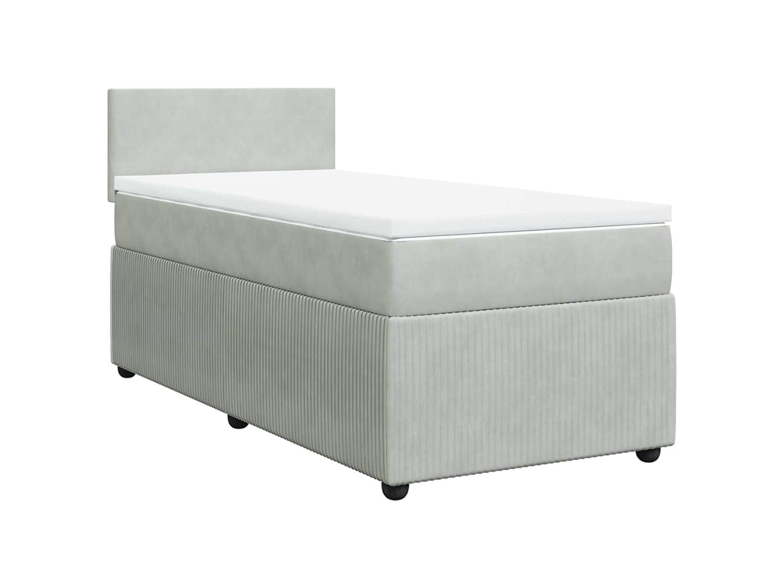 Maison Exclusive - Cama Box Spring Con Colchón Terciopelo Gris Claro 90x190 Cm