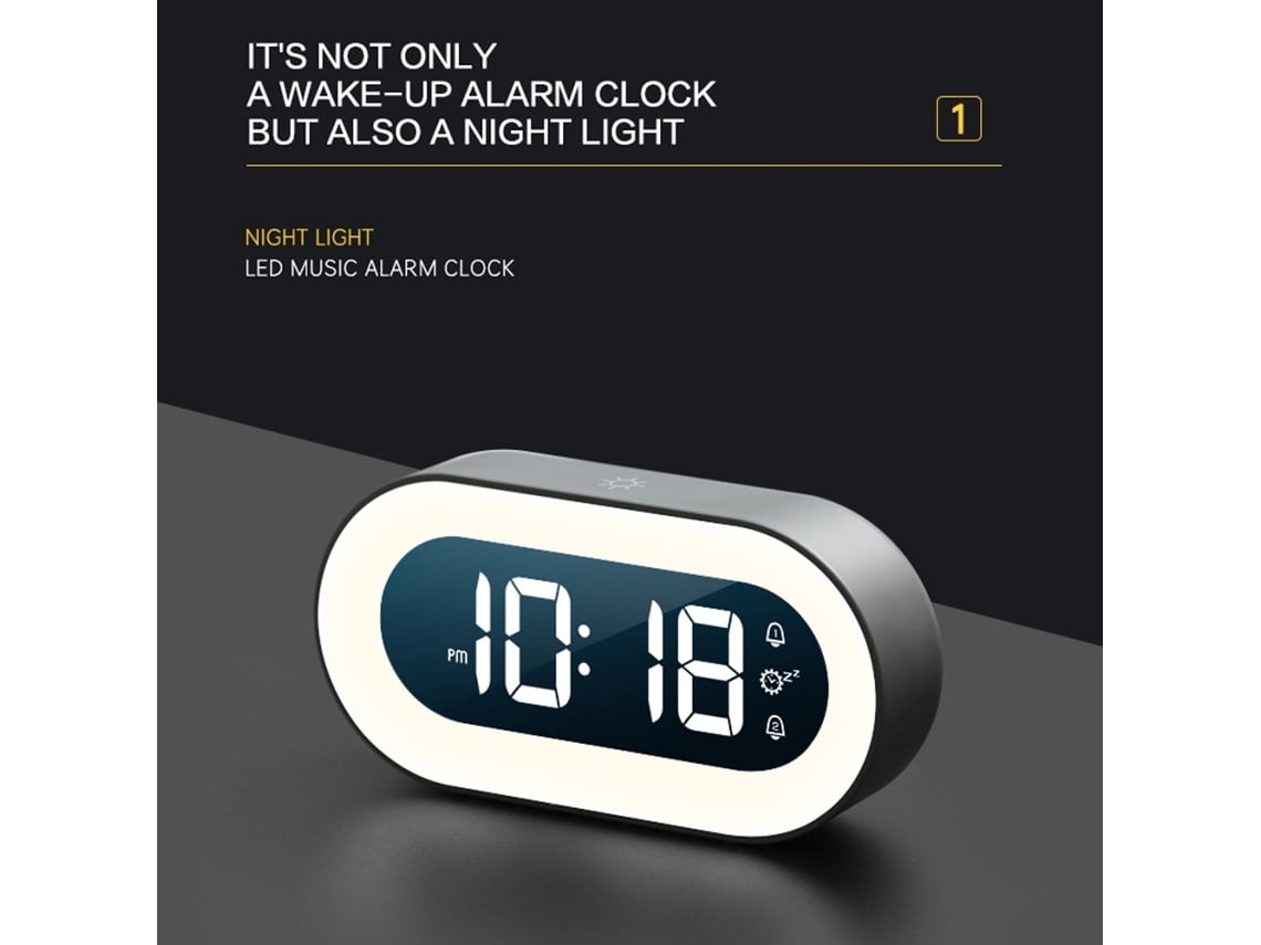 Reloj despertador digital con música, altavoz y control táctil STELASPLEN