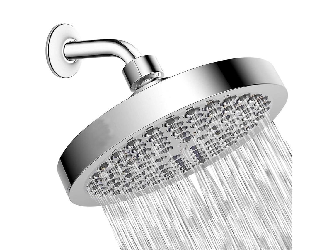 Reemplazo De Ducha Fija Con Juntura Giratoria 15 Cm Redonda De Cromado Con Boquillas Antiobstrucción Y Restrictor De Flujo Removable