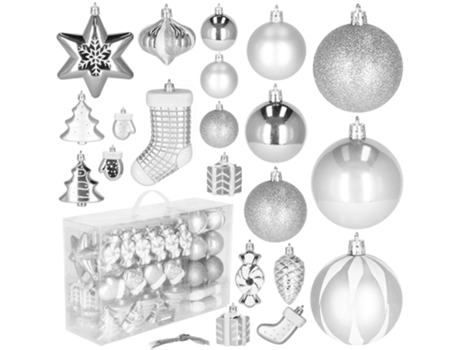 Bolas de Navidad 77 Unidades Decoraciones Inastillables Plateadas para el Árbol de Navidad Elegante Arreglo para el Árbol de Navidad
