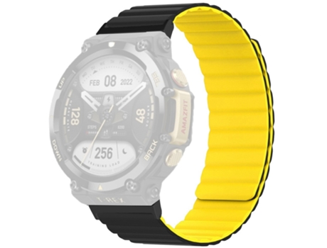Correa de Silicona ajustable bicolor magnética para Huami Amazfit T-Rex 2 - negro/amarillo