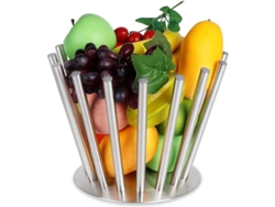 Cesta De Frutas Metálica Desmontable, Diseño Moderno, Estante Redondo Plateado Para Frutas