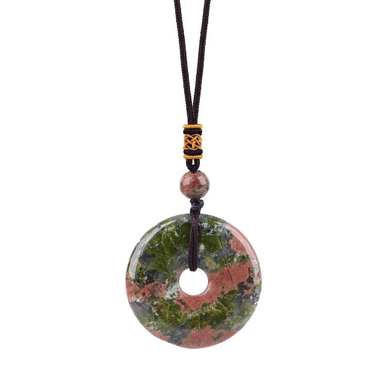 (epidote Verde) Anillo De Cristal Curativo Reiki, Collar De Donut, Joyería De Regalo