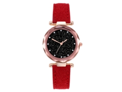 Reloj De Pulsera De Cuarzo Para Mujer Con Correa De Piel Sintética Y Piedras Brillantes (rojo)