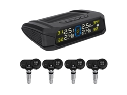 Sistema de monitoreo de presión de neumáticos inalámbrico para interiores con energía solar TPMS de 433,92 MHz con pantalla LED y 4 sensores en tiempo real.