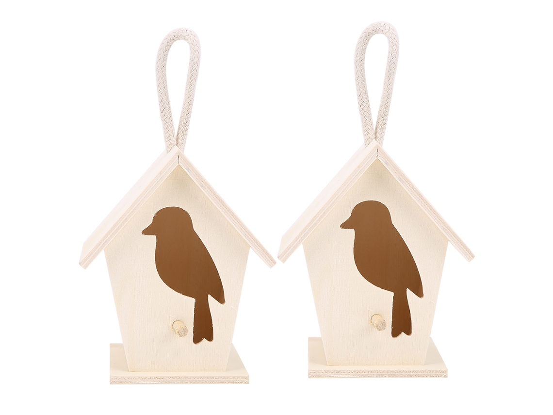 2 Piezas De Casitas De Pájaros Colgantes De Madera Para Decoración De Jardín, Adorno De Nido De Pájaro