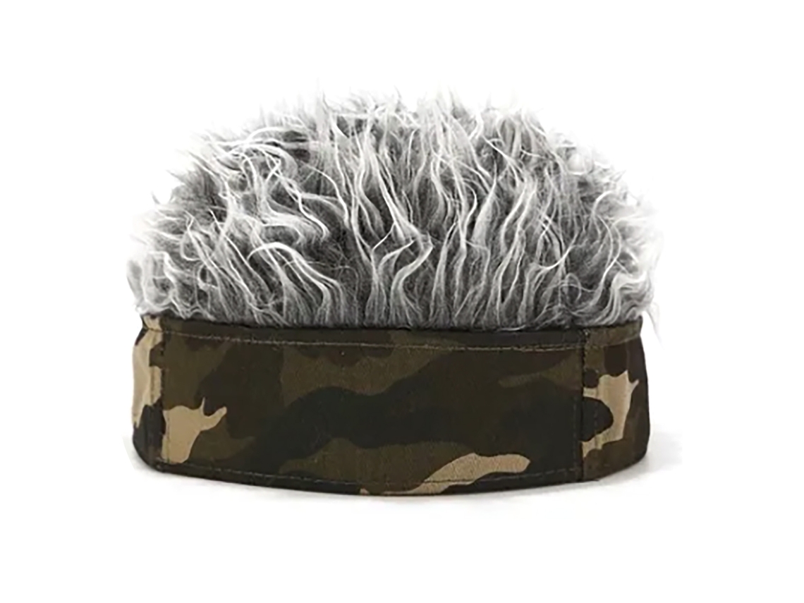 Gorro De Peluca Corta Gris Artificial Para Hombres Con Diadema Camuflaje Ajustable