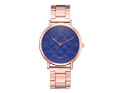 Reloj De Pulsera De Aleación Para Mujer Con Esfera Redonda Y Movimiento De Cuarzo Azul.