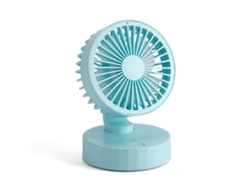 Ventilador de escritorio portátil recargable por USB, 3 velocidades, azul.