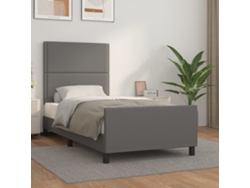 Estructura De Cama Sin Colchón Cuero Sintético Gris 100x200 Cm