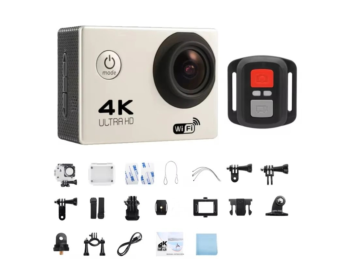 Cámara De Acción Wifi Ultra Hd 4k 30fps De 2.0 Pulgadas (blanca, 16 Gb), Resistente Al Agua