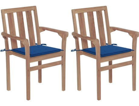 Conjunto 2 Silla de jardín VIDAXL Azul Teca (58x50x89 cm)