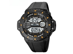 Reloj Digital Hombre Acero Inoxidable Resistente al Agua Plata Negro