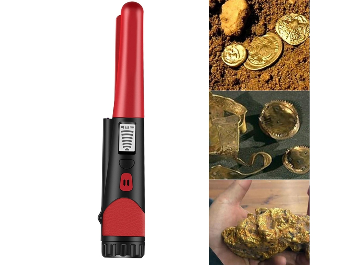 Detector de metales de alta sensibilidad con indicador LED de un botón Detector de oro con funda de tela roja CHRUI