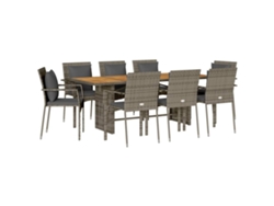 Maison Exclusive - Juego de comedor de jardín de 7 piezas con cojines de mimbre y patas grises