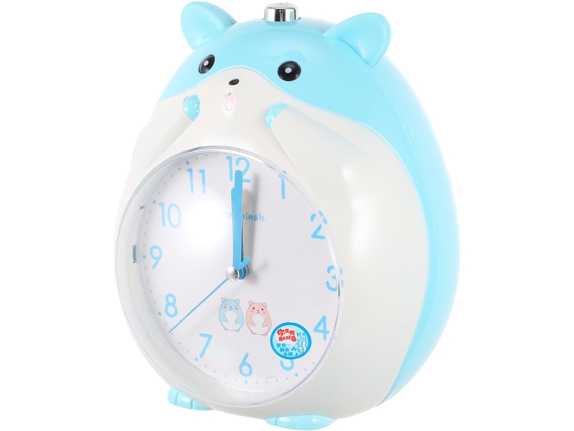 Lindo Despertador Con Forma De Hámster Azul Para Niños Y Niñas, Silencioso, Con Luz Nocturna Suave Y Función De Repetición.