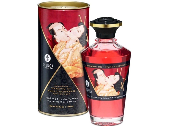 Aceite de Masaje SHUNGA Efecto Calor Sabor Cava con Fresas (100 ml)