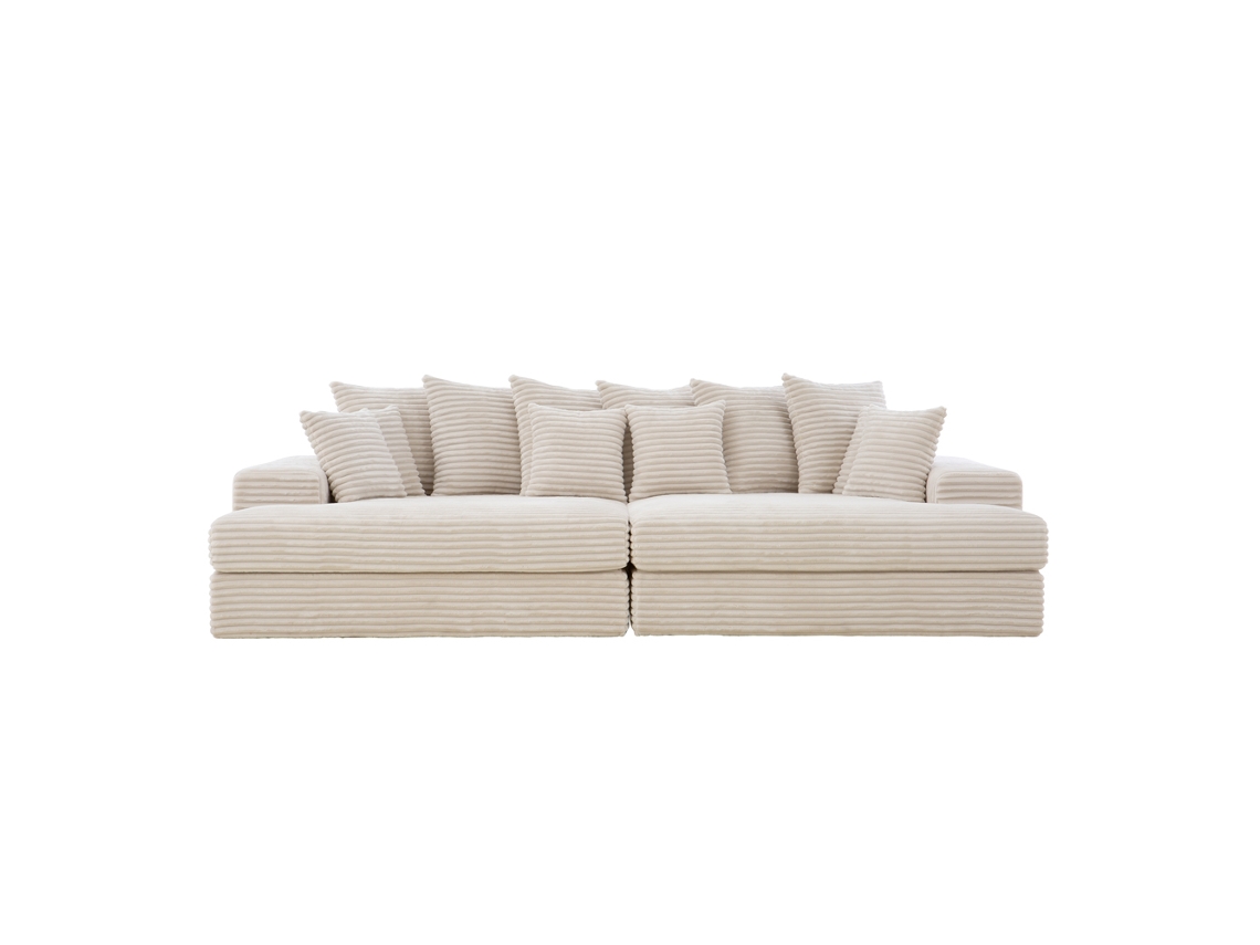 Sofá Cardiff de 4 plazas en pana beige, Concept U