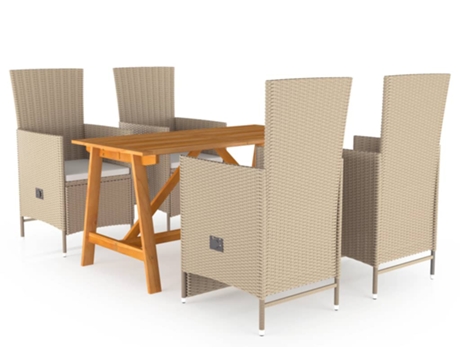 Conjunto 5 de comedor de jardín VIDAXL beige
