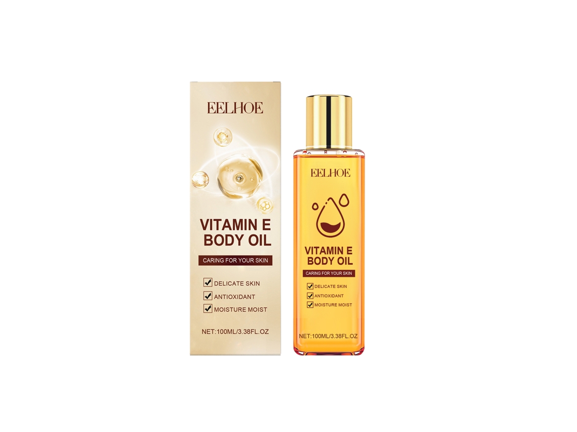 Aceite corporal con vitamina E para una hidratación profunda de la piel.