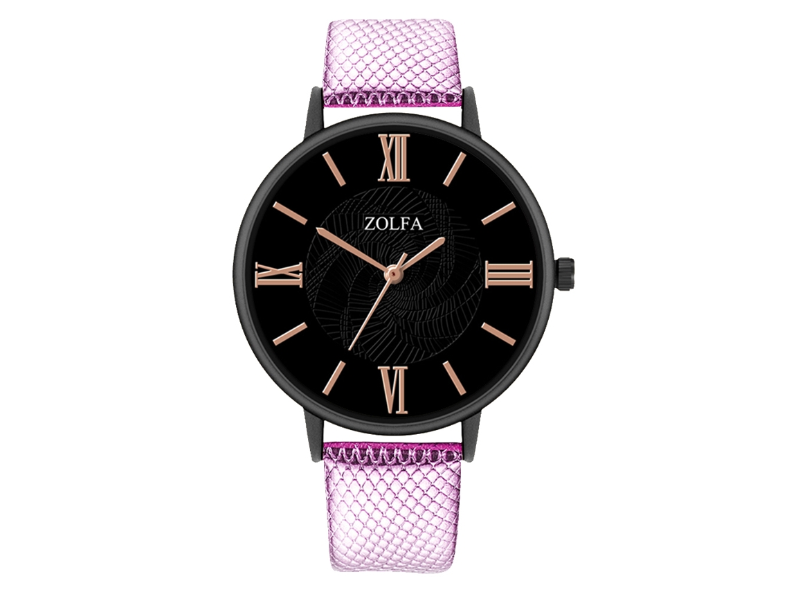 Reloj De Pulsera Analógico De Cuarzo Para Parejas Con Correa De Cuero Sintético Morado.