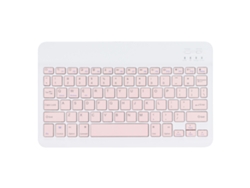 Teclado inalámbrico ultrafino de 10 pulgadas, antideslizante, silencioso, rosa, portátil, con luz dorada