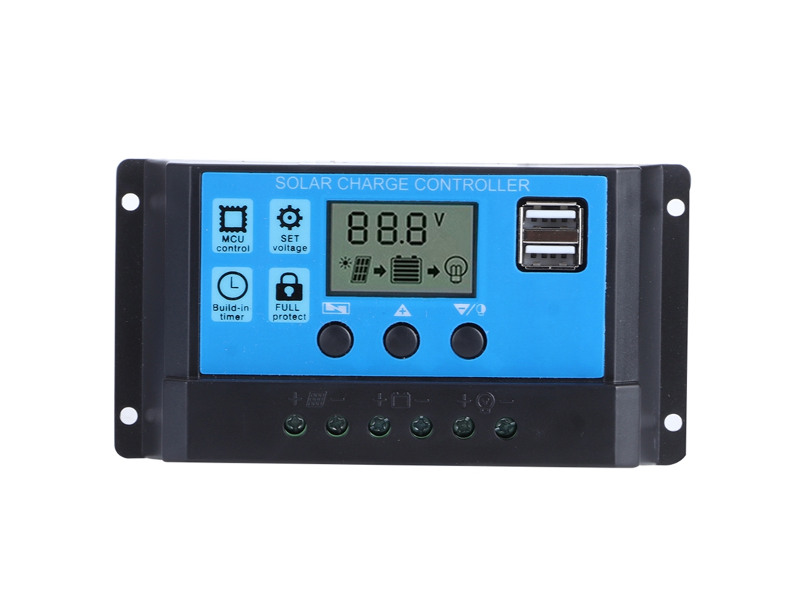 Controlador De Carga Solar Pwm Lcd De Doble Puerto Usb De 60 A, 12 V/24 V, Para Baterías De Plomo-ácido.