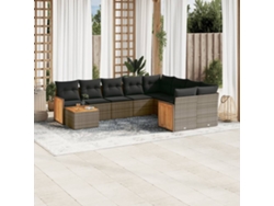 Conjunto de sofás de jardín de 10 piezas DKD Home Decor con cojines de mimbre gris