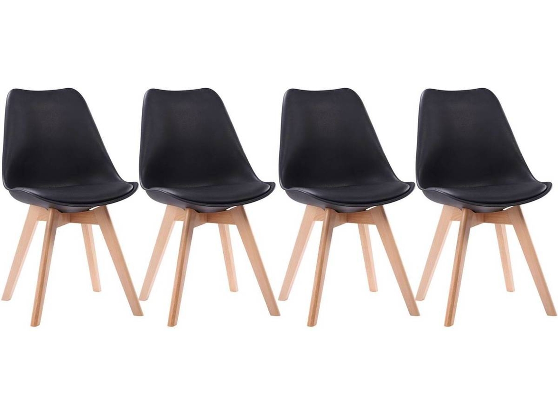 Pack De 4 Sillas Escandinavas Negras Con Cojín Nora
