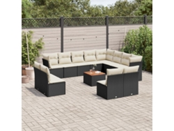 Conjunto de 13 sofás de jardín con cojines de mimbre sintético negro, Dkd Home Decor