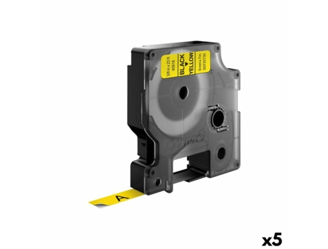 Cinta Laminada Para Etiquetadora DYMO D1 (Negro Y Amarillo - 5 Unidades - 9Mm)