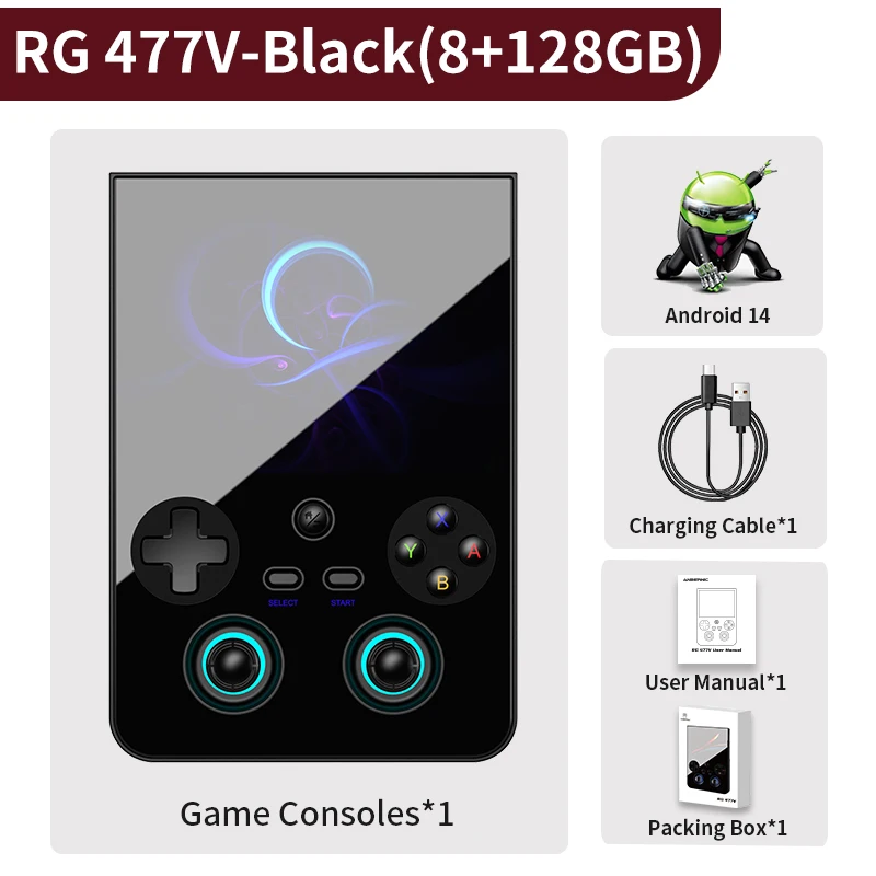 Consola De Juegos Rg477v De 4,7" Con Efecto Dsp, Compatible Con Ia Y Salida Dp 1080p (256 Gb, 8000 Gb) negro (8 128 Gb) rg477v