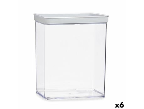 Tarro Transparente Silicona Poliestireno ABS 3,3 L 10,5x23,7x21 cm (6 Unidades)