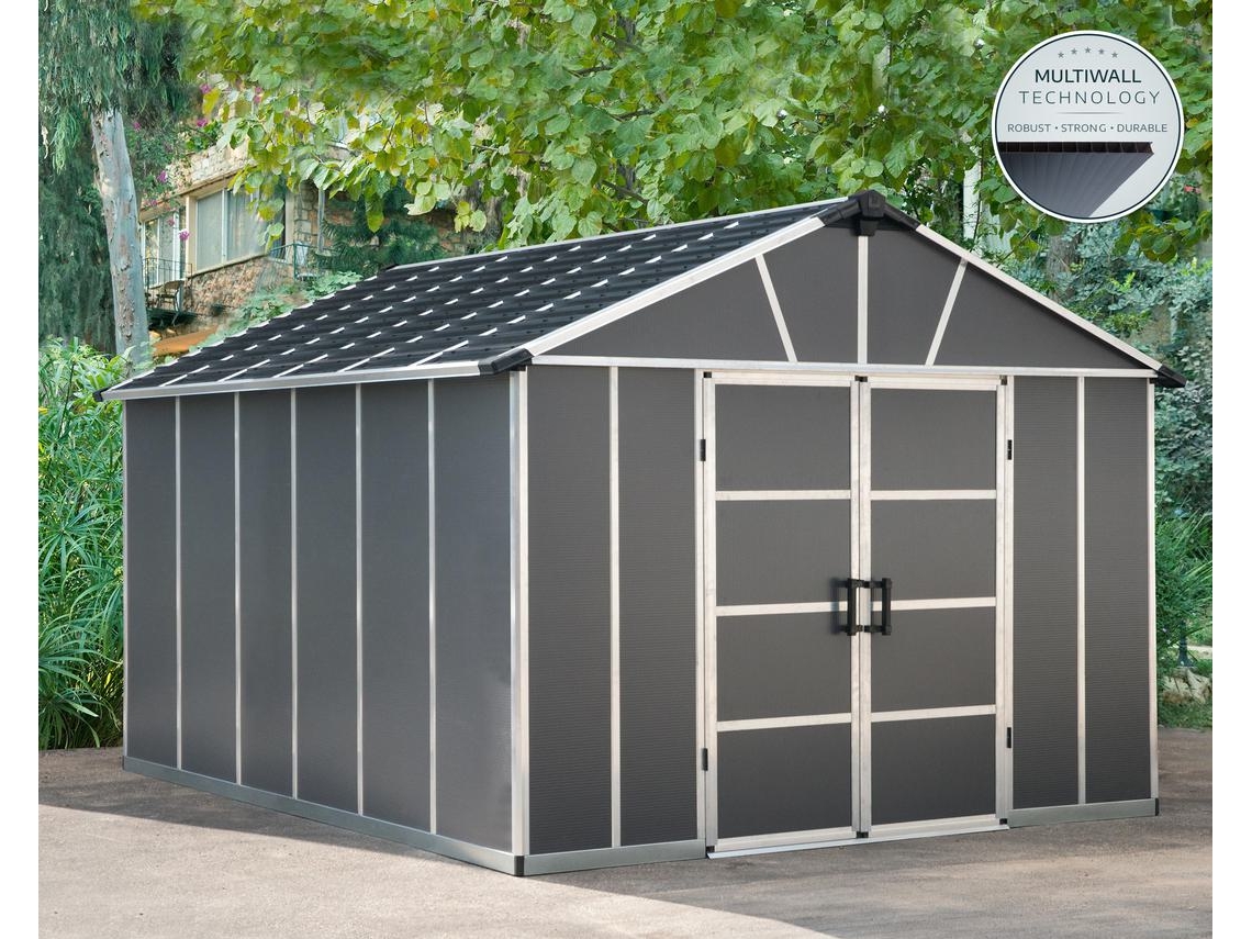 CANOPIA Caseta de jardín Yukon de policarbonato 395 x 332 x 252 cm con suelo incluido