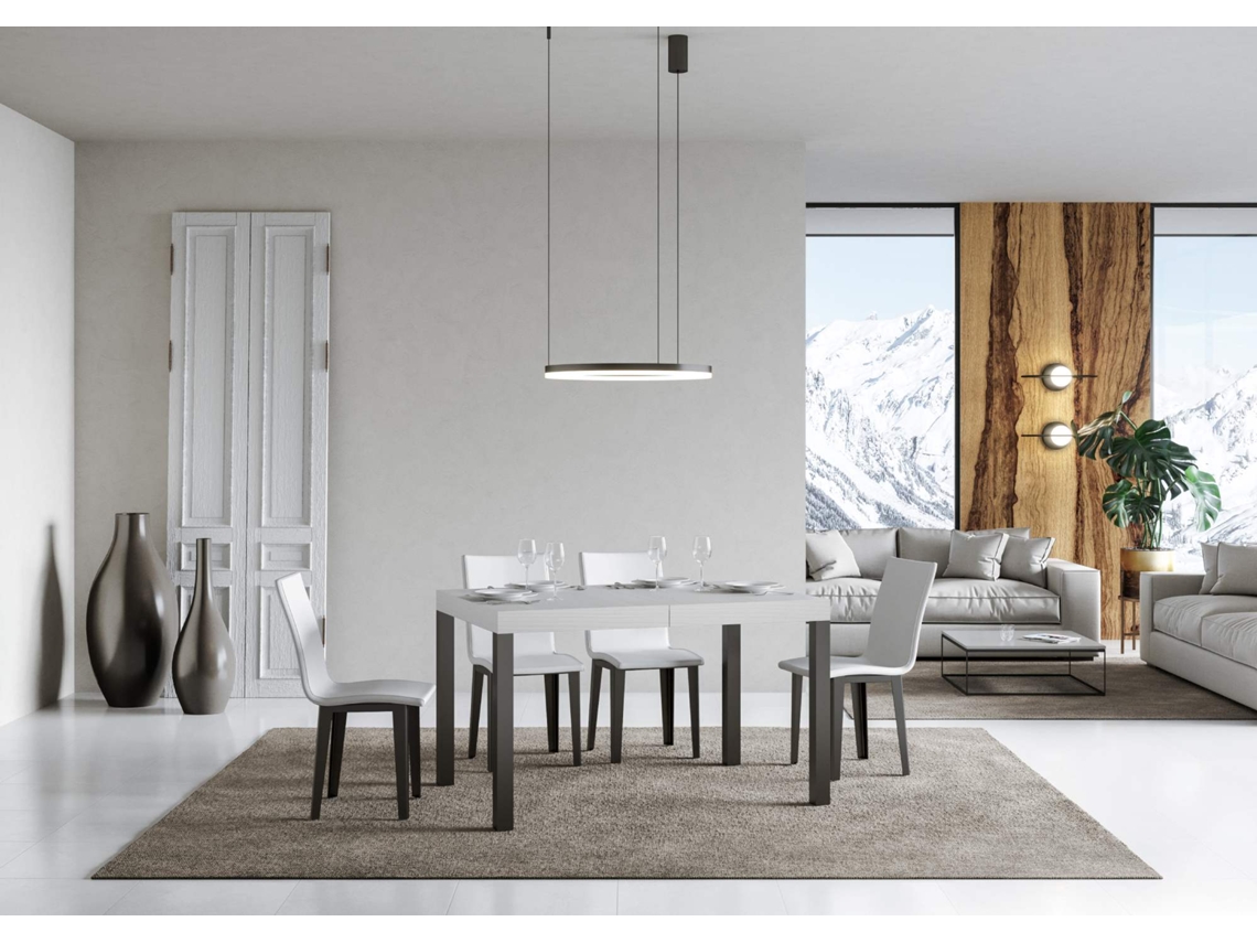 Mesa extensible 90x120/224 cm Everyday Fresno Blanco estructura Antracita