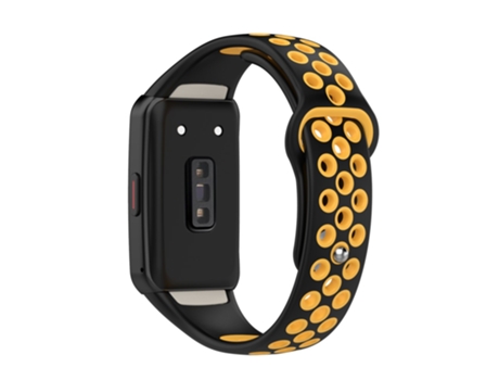 Correa de Silicona bicolor ajustable para Huawei Band 6/Honor Band 6 - negro/amarillo