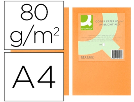 Papel de Cor Q Connect Din A4 80Gr Laranja Neon Embalagem de 500 Folhas