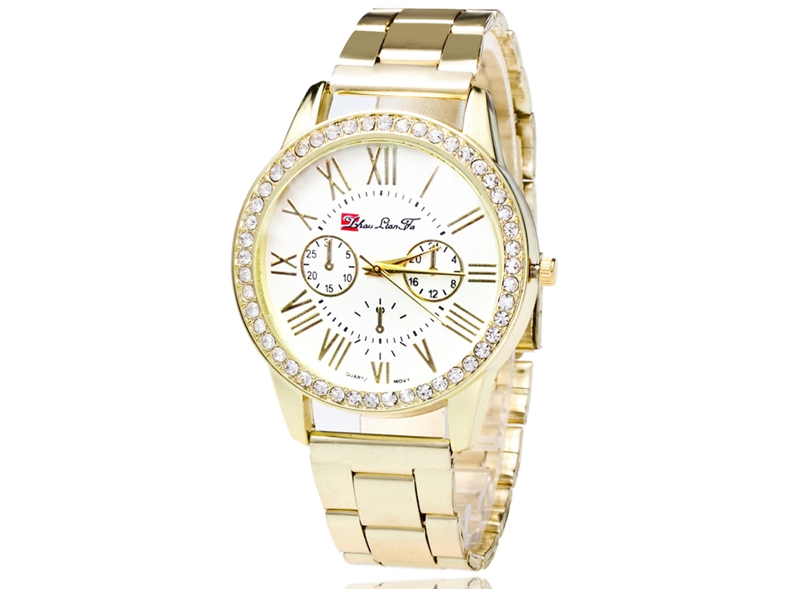 Reloj De Pulsera Analógico De Cuarzo Para Hombre Con Esfera Redonda Y Diamantes - Moda
