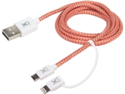 Cable XTORM CX009 (USB - Micro-USB+Lightning - 1m - Naranja)