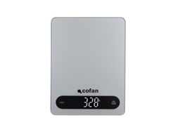 COFAN Báscula Digital de Cocina de vidrio templado con apagado automático Máximo 10 kg 4 Sensores de alta precisión Color: Gris