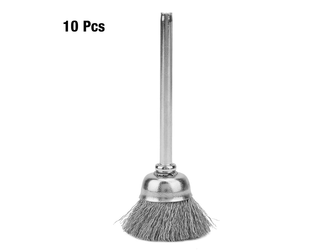 10 Pinceles De Pulido De Alambre De Acero Tipo Taza Cabeza Profunda(3*15mm)