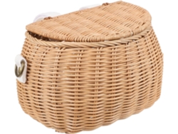Cesta de bicicleta de ratán trenzado natural para niños y niñas, 1 pieza
