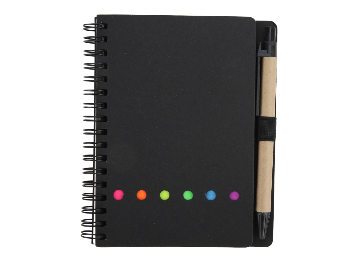 Cuaderno De Cuero Portátil Con Doble Espiral Para Estudiantes Y Oficina Con Bolígrafo Insertado Negro