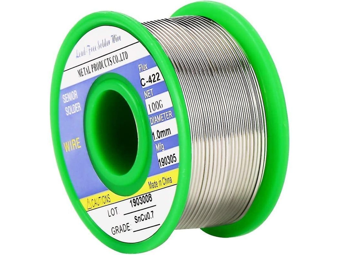 Hilo De Soldadura 1.0mm Sin Plomo Sn99.3% Cu0.7% Con Núcleo De Colofonia 100g Para Soldadura Eléctrica